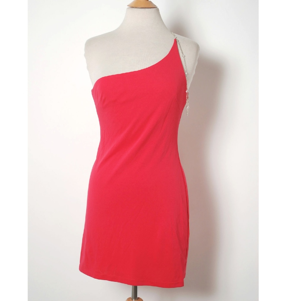 NWT BCBG MaxAzria Pink One Shoulder Cocktail Dress